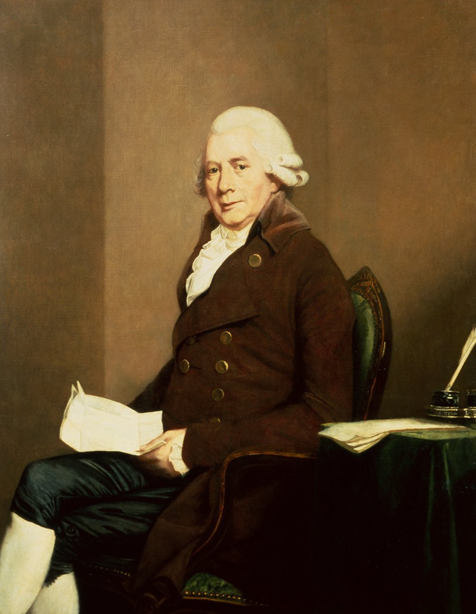 Muotokuva istuvasta herrasmiehestä, mahdollisesti William Hunter (öljy kankaalle) tekijältä Johann Zoffany