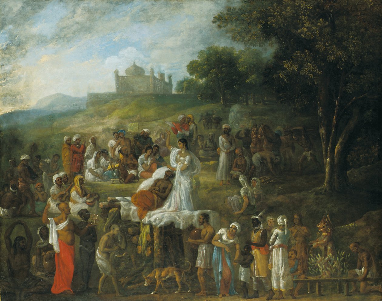 Hindoo-lesken uhraus aviomiehensä hautajaisissa tekijältä Johan Joseph Zoffany