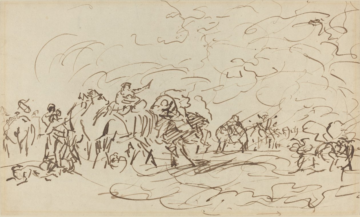 Hiekkamyrsky autiomaassa ohittaa asuntovaunun tekijältä Johann Zoffany