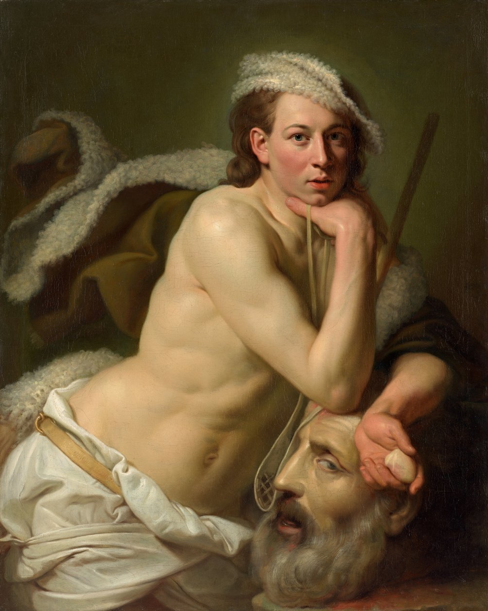 Omakuva Daavidina Goljatin pään kanssa tekijältä Johann Zoffany