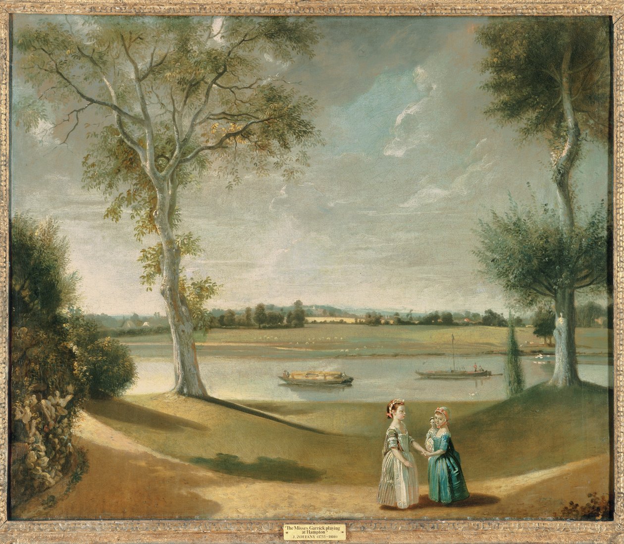 The Misses Garrick Thamesin rannalla Hamptonissa, 1762 tekijältä Johan Joseph Zoffany