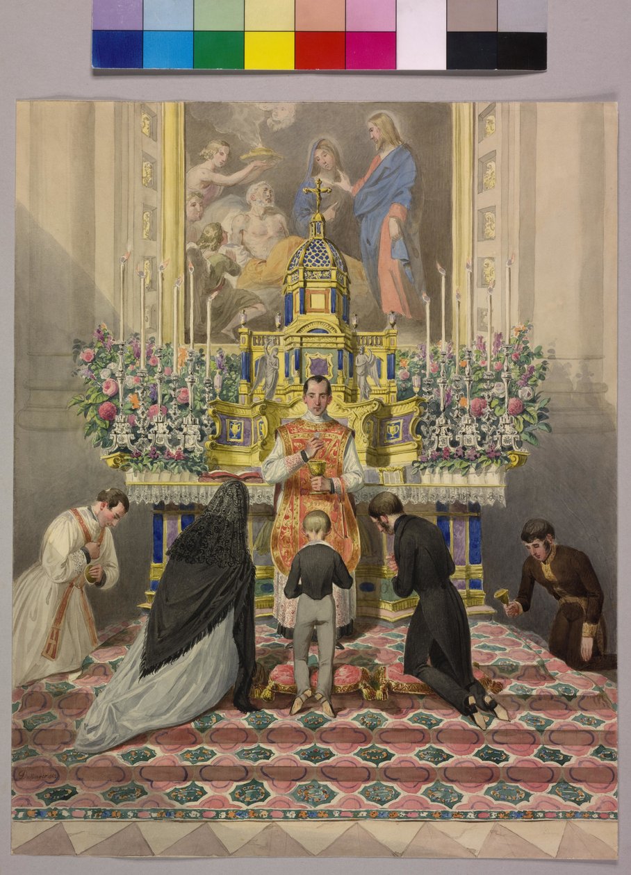 Ensimmäinen ehtoollinen keisari Franz Joseph I tekijältä Johann the Yngr. Dallinger von Dalling