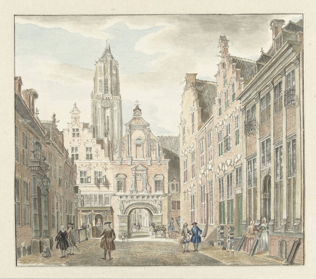 Nieuwstraat Utrechtissa, josta on näkymät Dom Towerille tekijältä Johanna de Bruyn