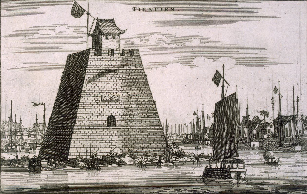 Linnoitus sataman vieressä Tientsinissä, 1665 tekijältä Johannes Nieuhoff
