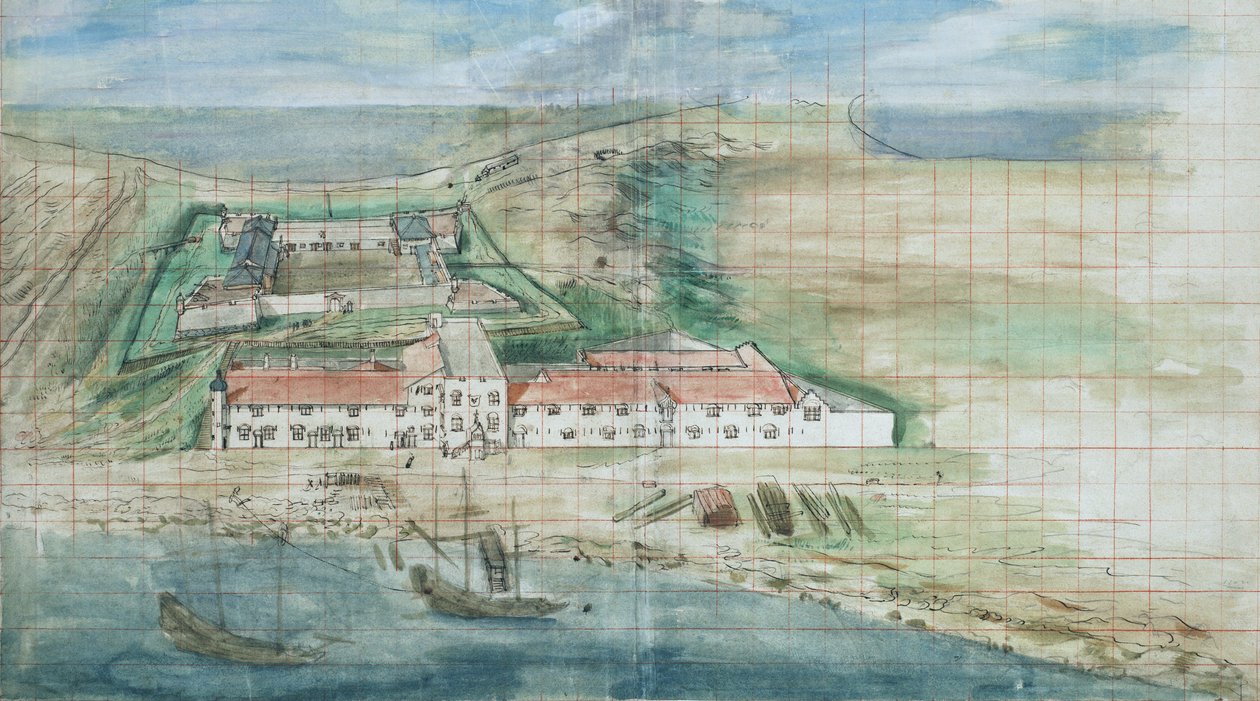 Katsaus Fort Zeelandiaan Tainanissa, Taiwanissa tekijältä Johannes Vingboons