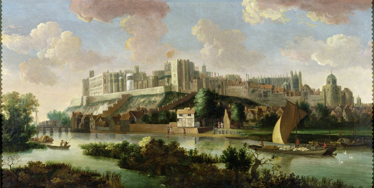 Windsorin linna Thamesilta katsottuna, n. 1700 tekijältä Johannes Vorsterman