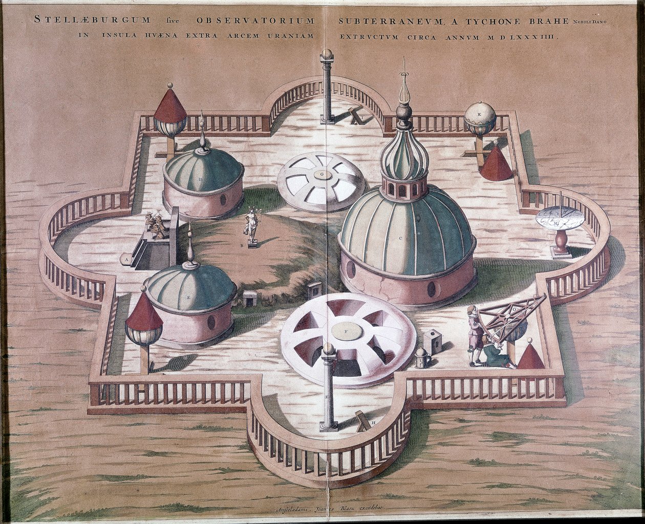 Tycho Brahen observatorio, tuloste tekijältä Johannes Blaeu