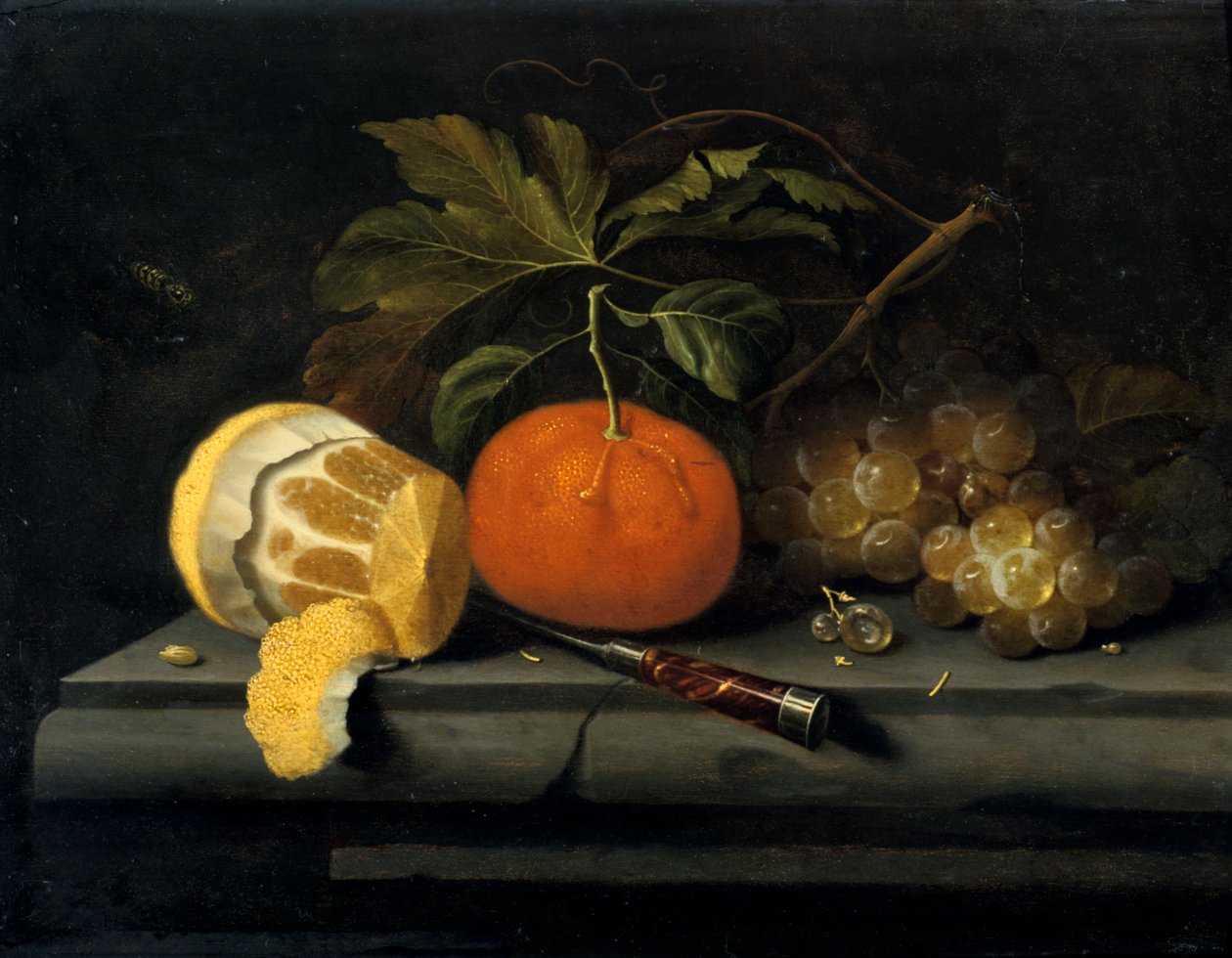 Hedelmiä pöydällä Kivikattaus, c1653-1659 tekijältä Johannes Borman