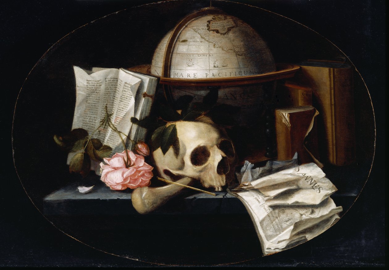 Vanitas Still Life, n. 1655 (öljy tammilevylle) tekijältä Johannes Borman
