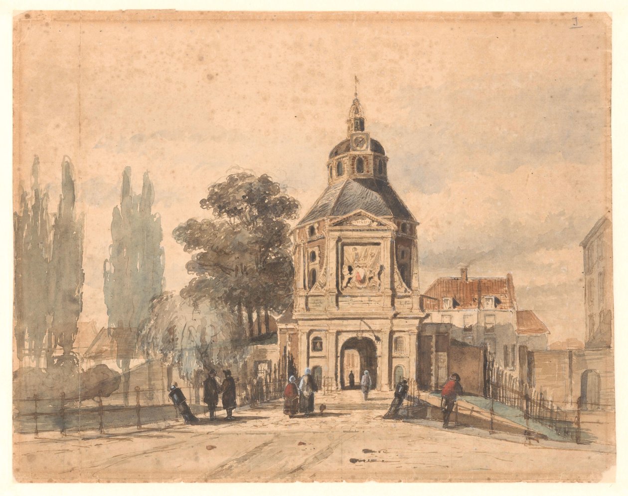 Wittevrouwenpoort Utrechtissa tekijältä Johannes Bosboom (attributed to)