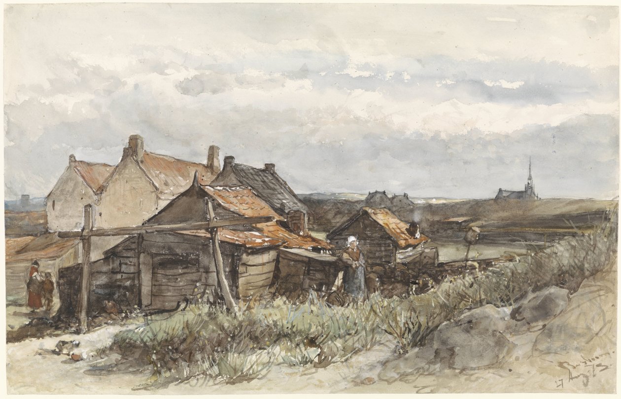 Kalastusperhetalot Scheveningenissä Kalastajien taloja Scheveningenissä tekijältä Johannes Bosboom