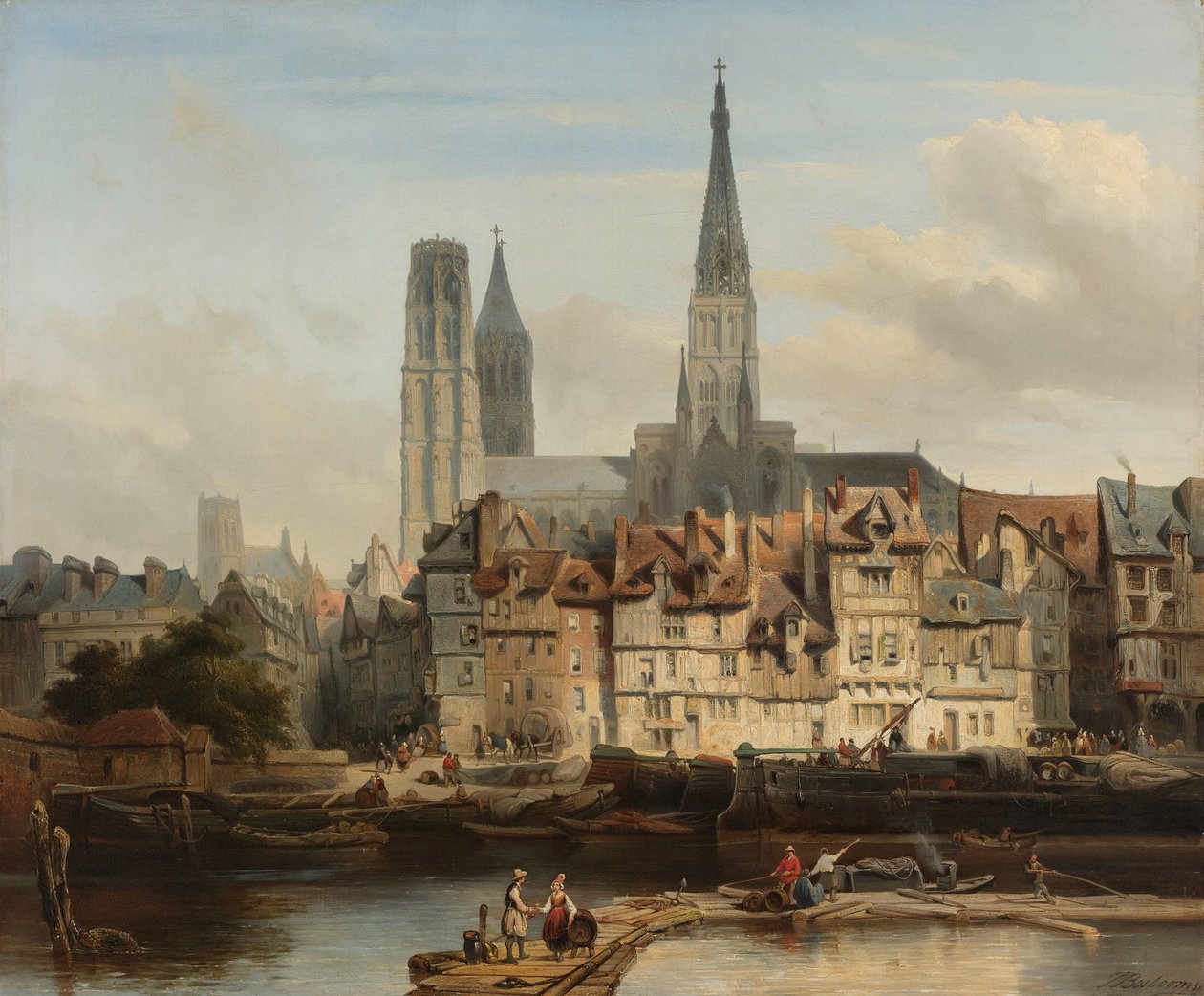 Quay de Paris Rouenissa Pariisin laituri Rouenissa tekijältä Johannes Bosboom