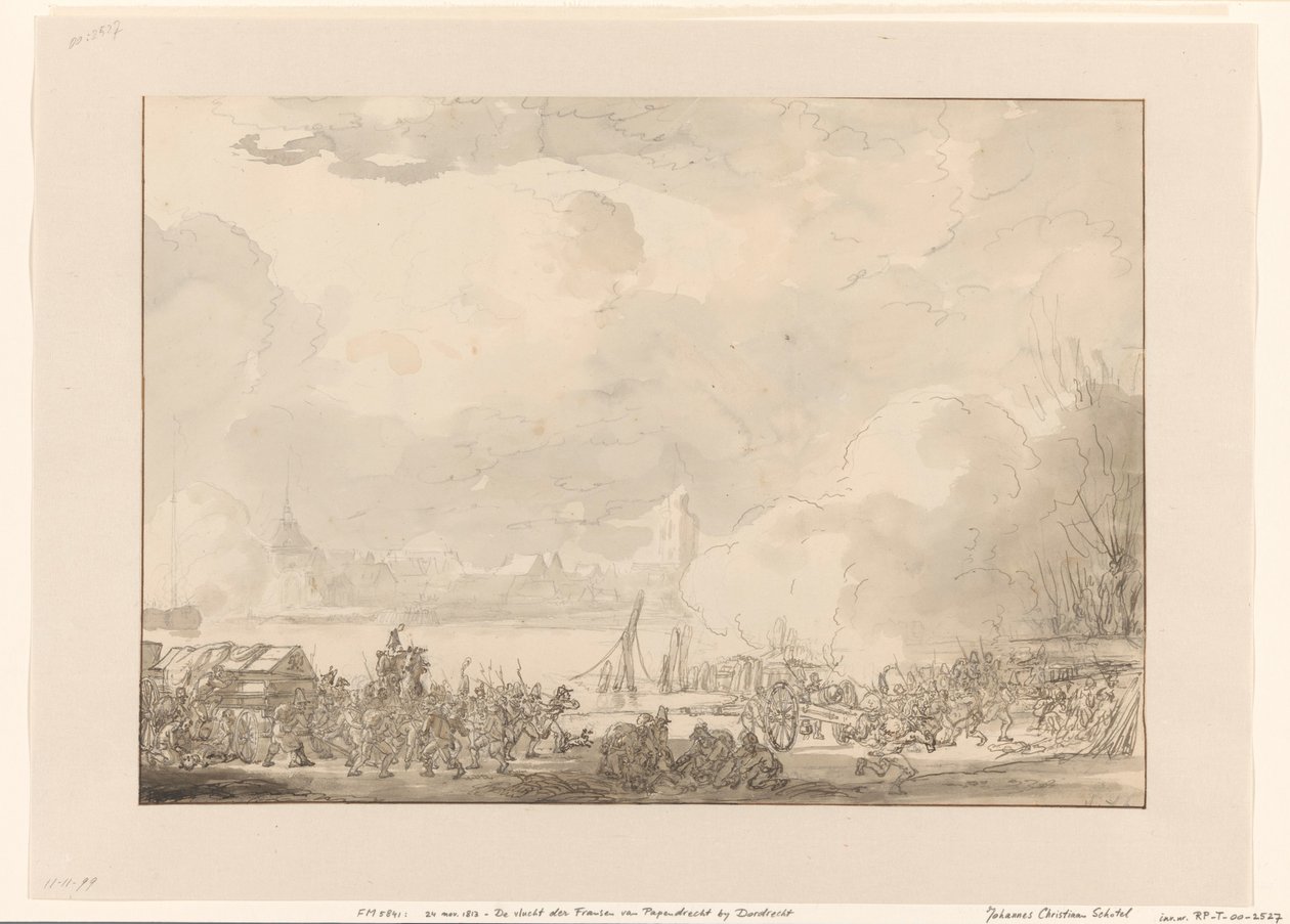 Ranskalaisten lento Papendrechtistä, 1813 tekijältä Johannes Christiaan Schotel