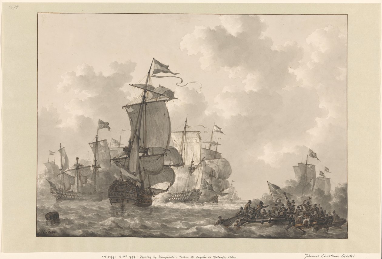 Kamperduinin taistelu, 1797 tekijältä Johannes Christiaan Schotel