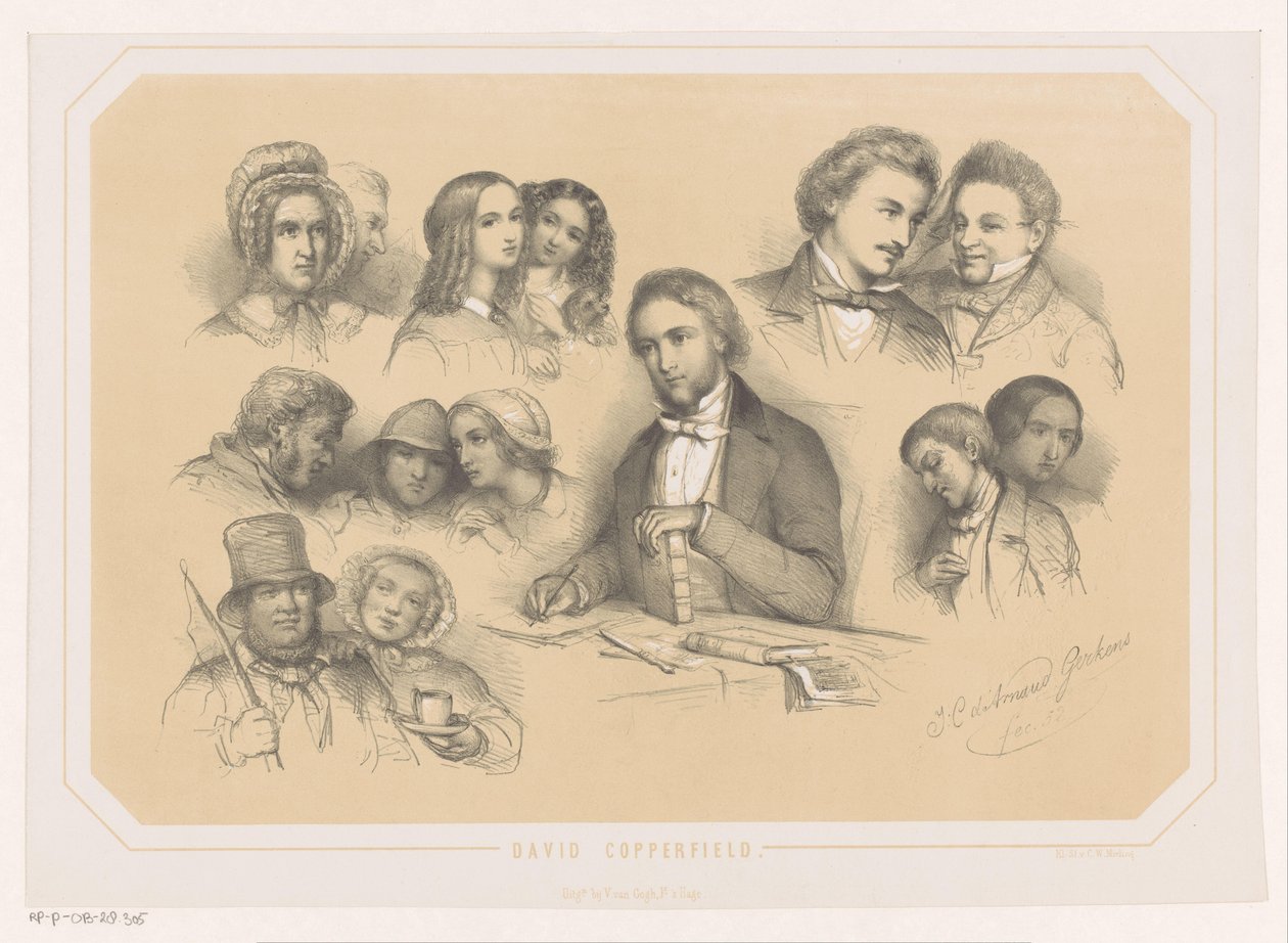 Charles Dickens David Copperfieldin hahmojen keskellä tekijältä Johannes Christiaan d