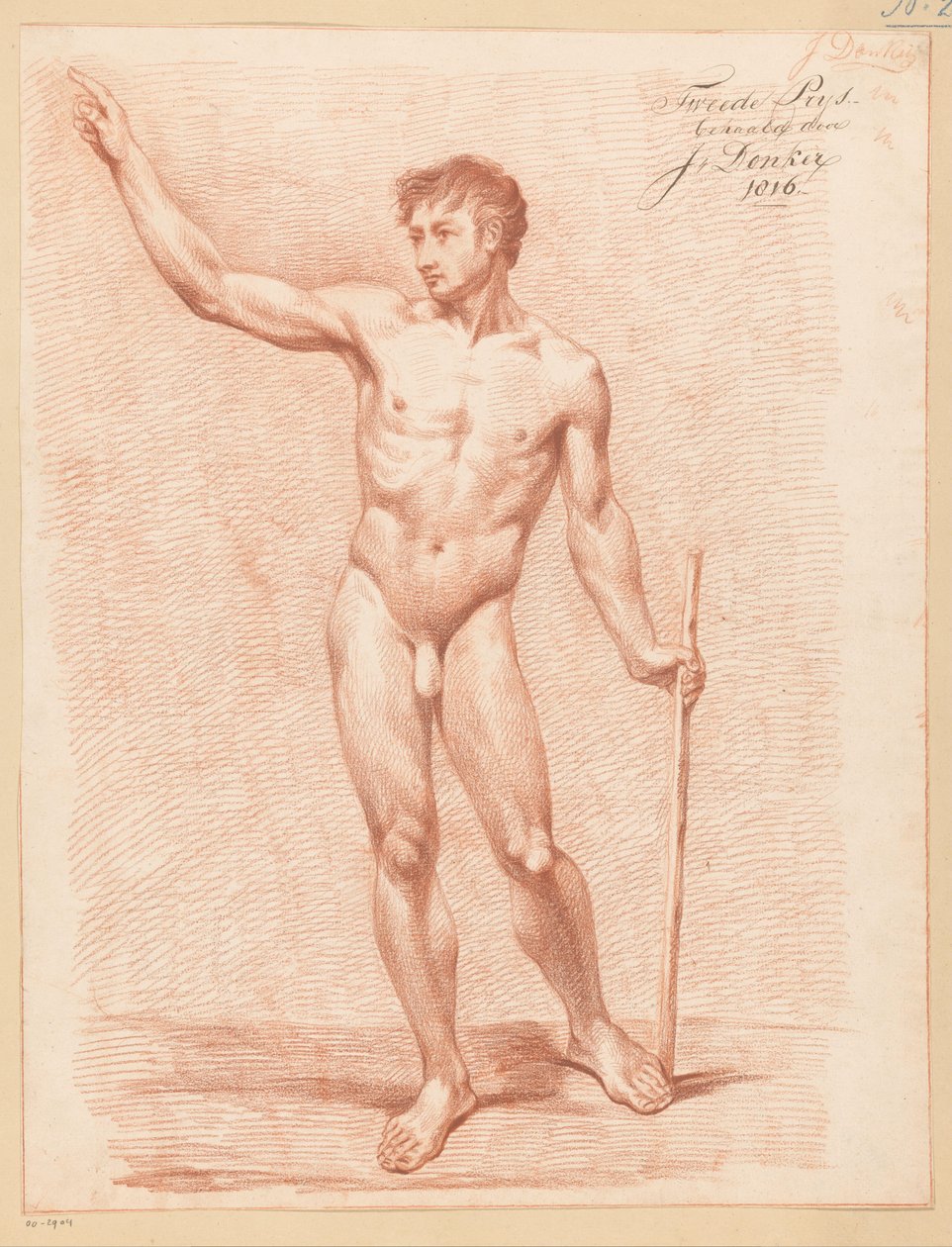 Seisova miesalasti edestä katsottuna (2. palkinto 1816) tekijältä Johannes Donker