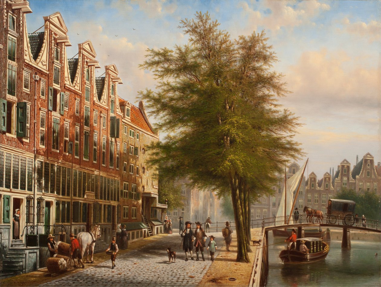 Näkymä Leidsegrachtille ja Herengrachtille, Amsterdam tekijältä Johannes Franciscus Spohler