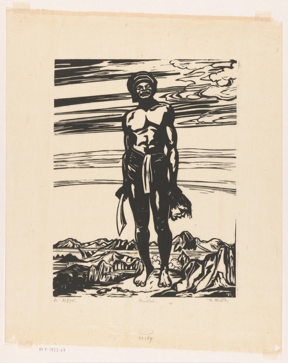 The Warrior (alkuperäinen nimi esineessä) tekijältä Johannes Frederik Engelbert ten Klooster (signed by artist)