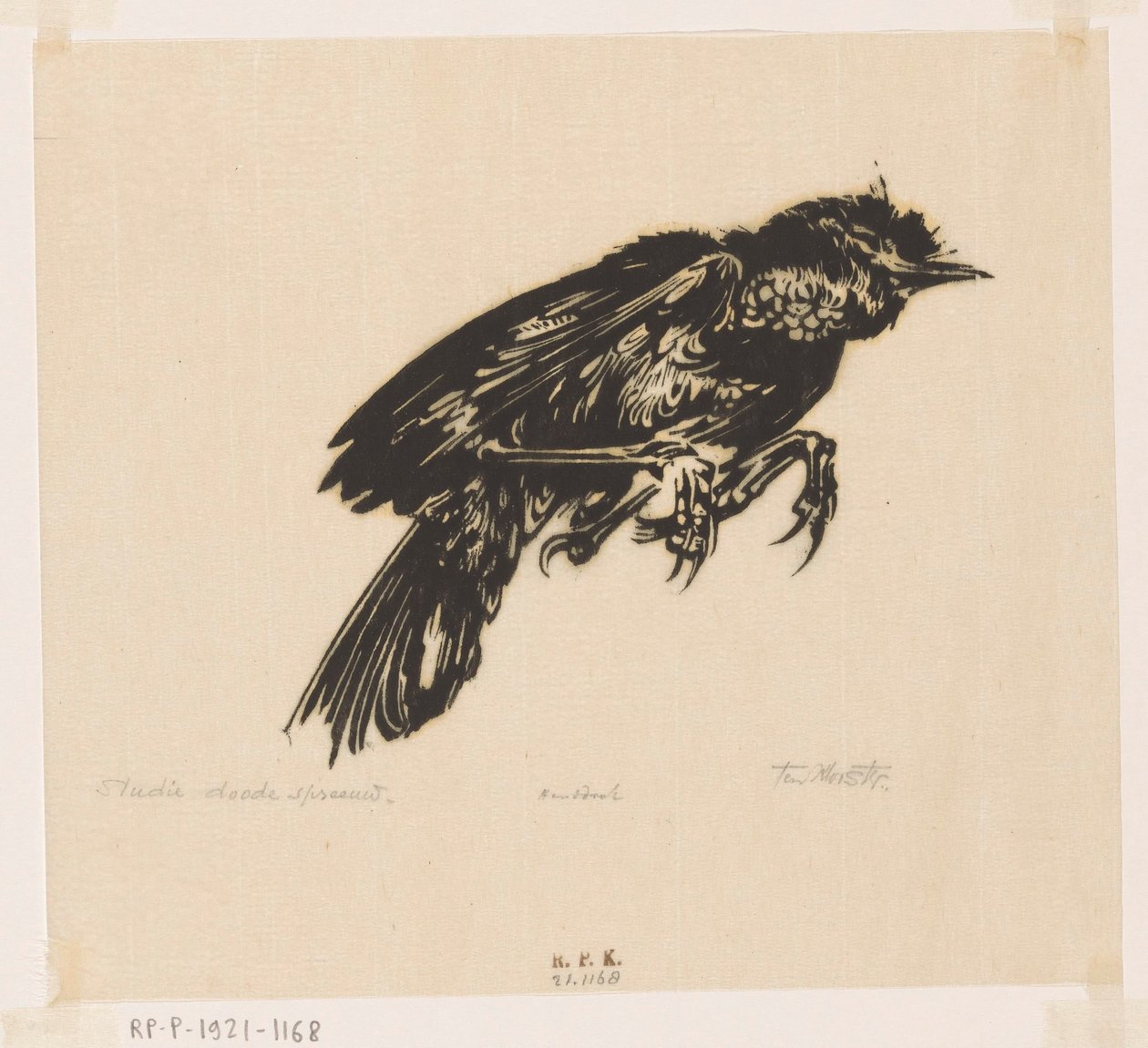 Kuollut kottarainen (alkuperäinen nimi esineessä) tekijältä Johannes Frederik Engelbert ten Klooster (signed by artist)
