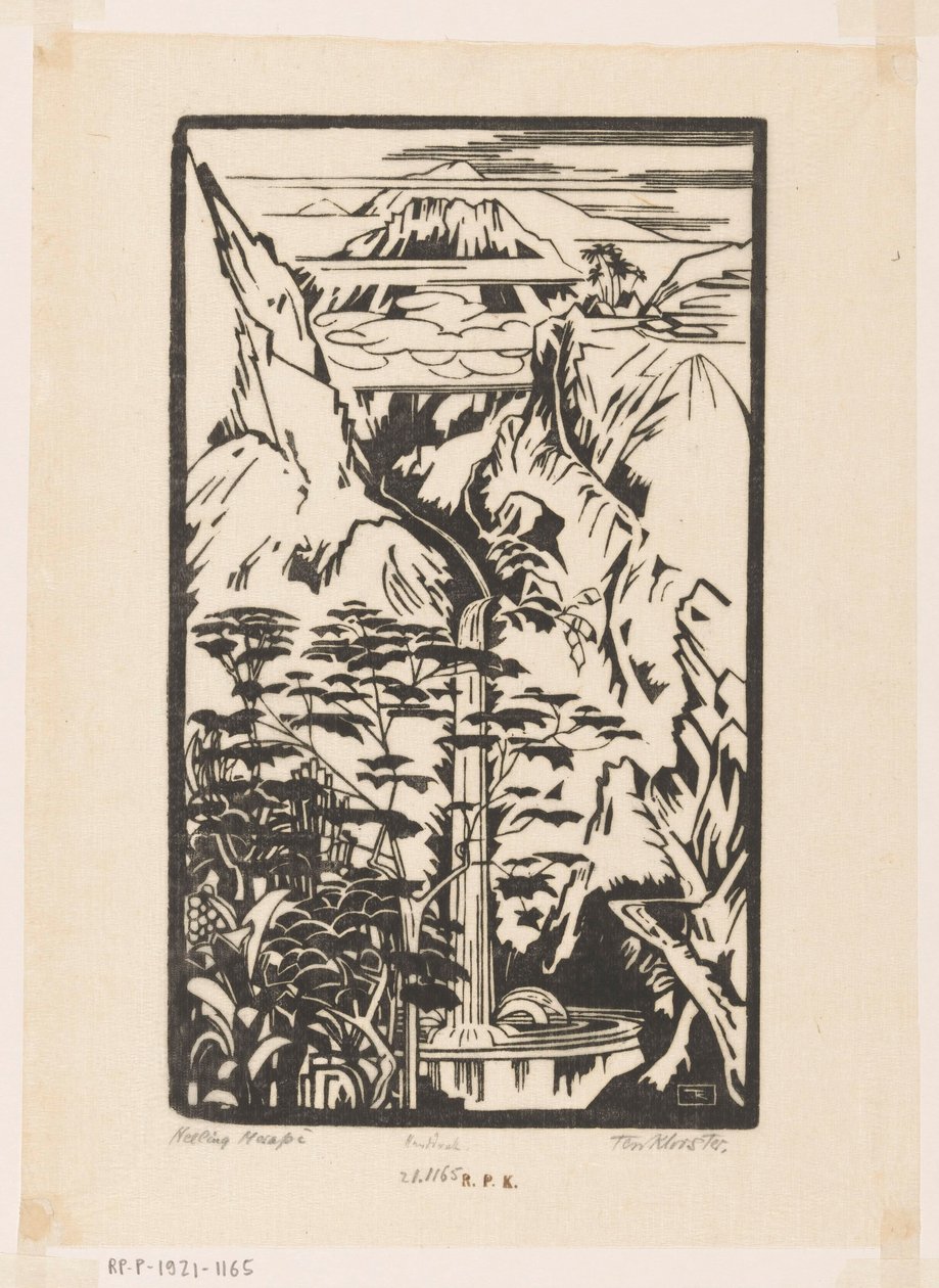 Helling Merapi (alkuperäinen nimi esineessä) tekijältä Johannes Frederik Engelbert ten Klooster (signed by artist)