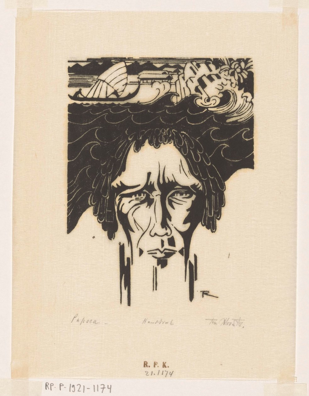 Papoea (alkuperäinen nimi esineessä) tekijältä Johannes Frederik Engelbert ten Klooster (signed by artist)