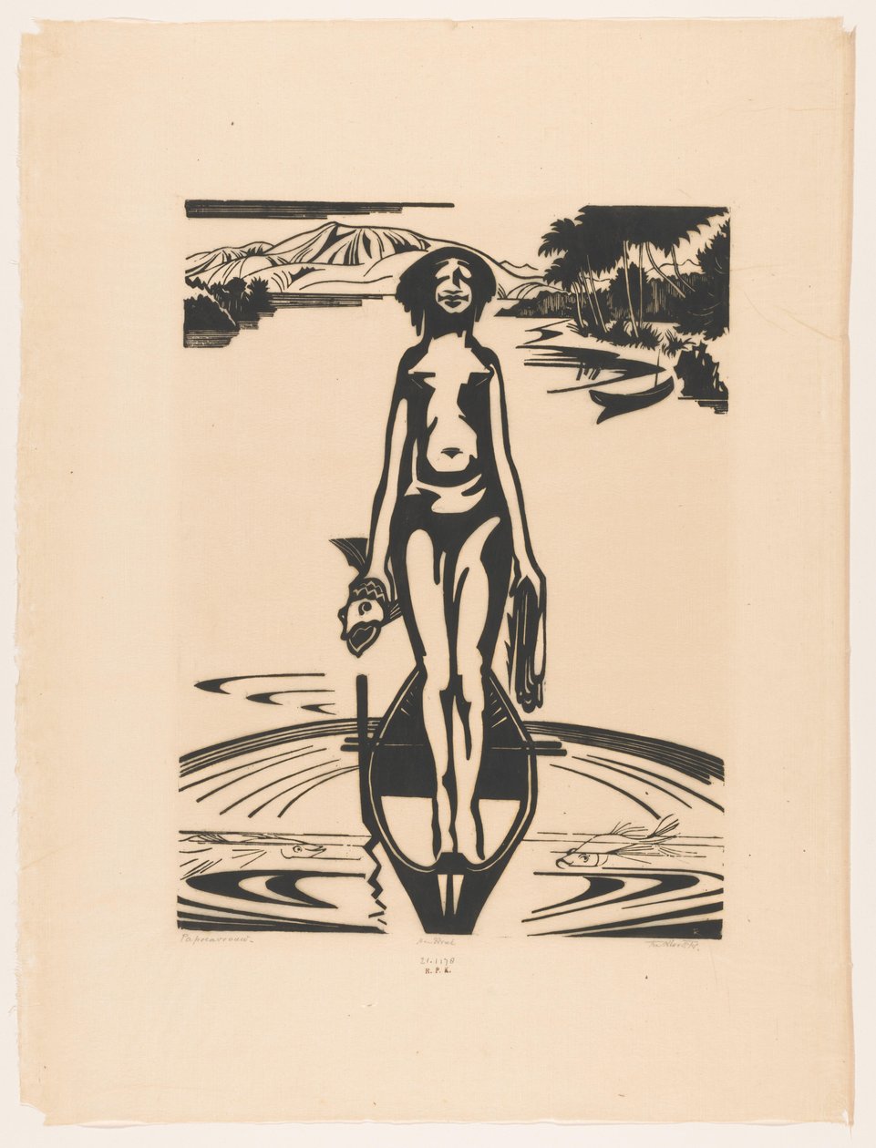 Papoeavrouw (alkuperäinen nimi esineessä) tekijältä Johannes Frederik Engelbert ten Klooster (signed by artist)