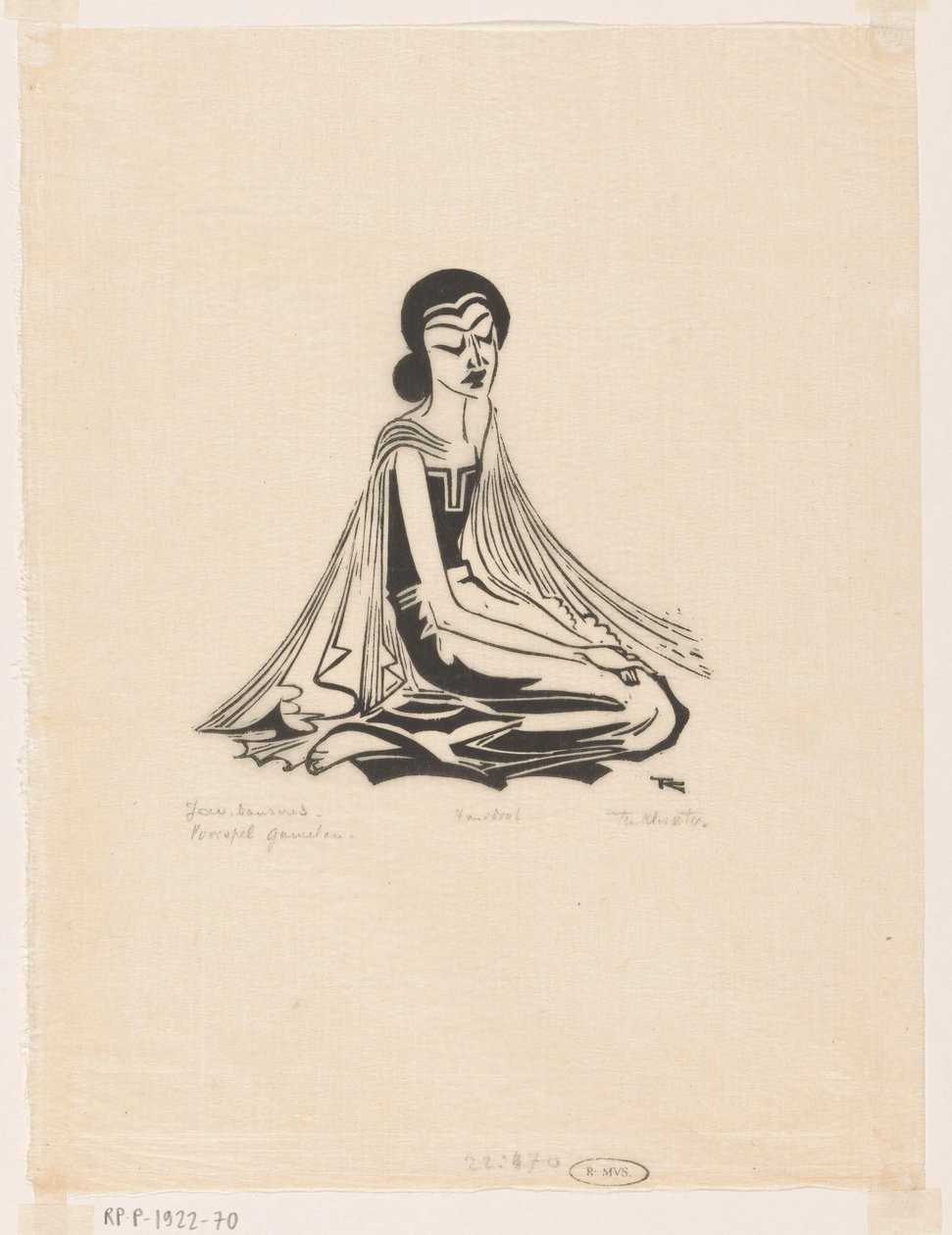 Ennusta gamelan (alkuperäinen nimi esineessä) jaavalainen tanssija (alkuperäinen sarjan nimi esineessä) tekijältä Johannes Frederik Engelbert ten Klooster (signed by artist)