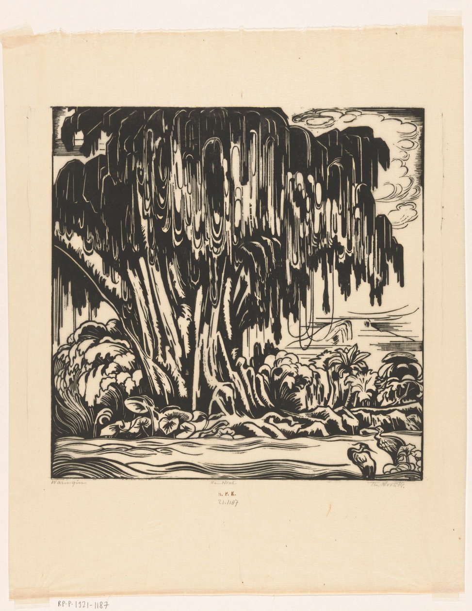 Waringin (alkuperäinen otsikko objektissa) tekijältä Johannes Frederik Engelbert ten Klooster (signed by artist)