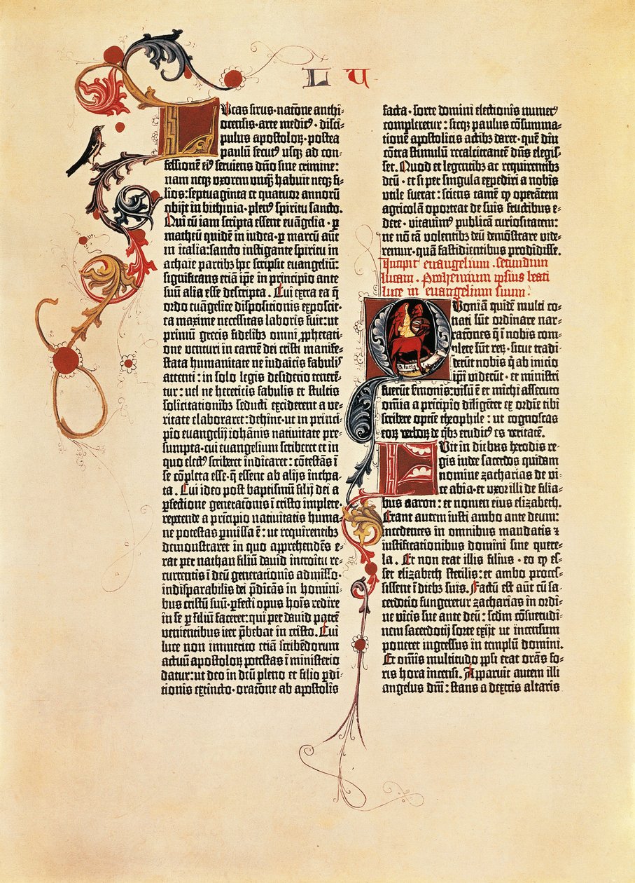Raamatun sivu Mazarine (B42) tekijältä Johannes Gutenberg