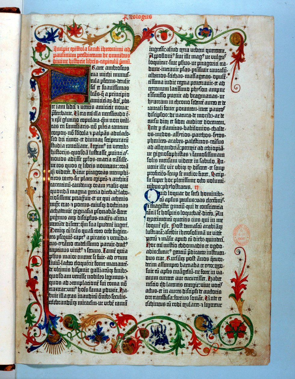 Sivu Gutenbergin Raamatusta, 1455 tekijältä Johannes Gutenberg