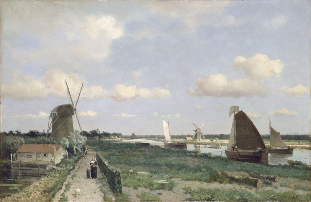 Näkymä Trekvliet-kanavalle lähellä Haagia, 1870 tekijältä Johannes Hendrik Weissenbruch