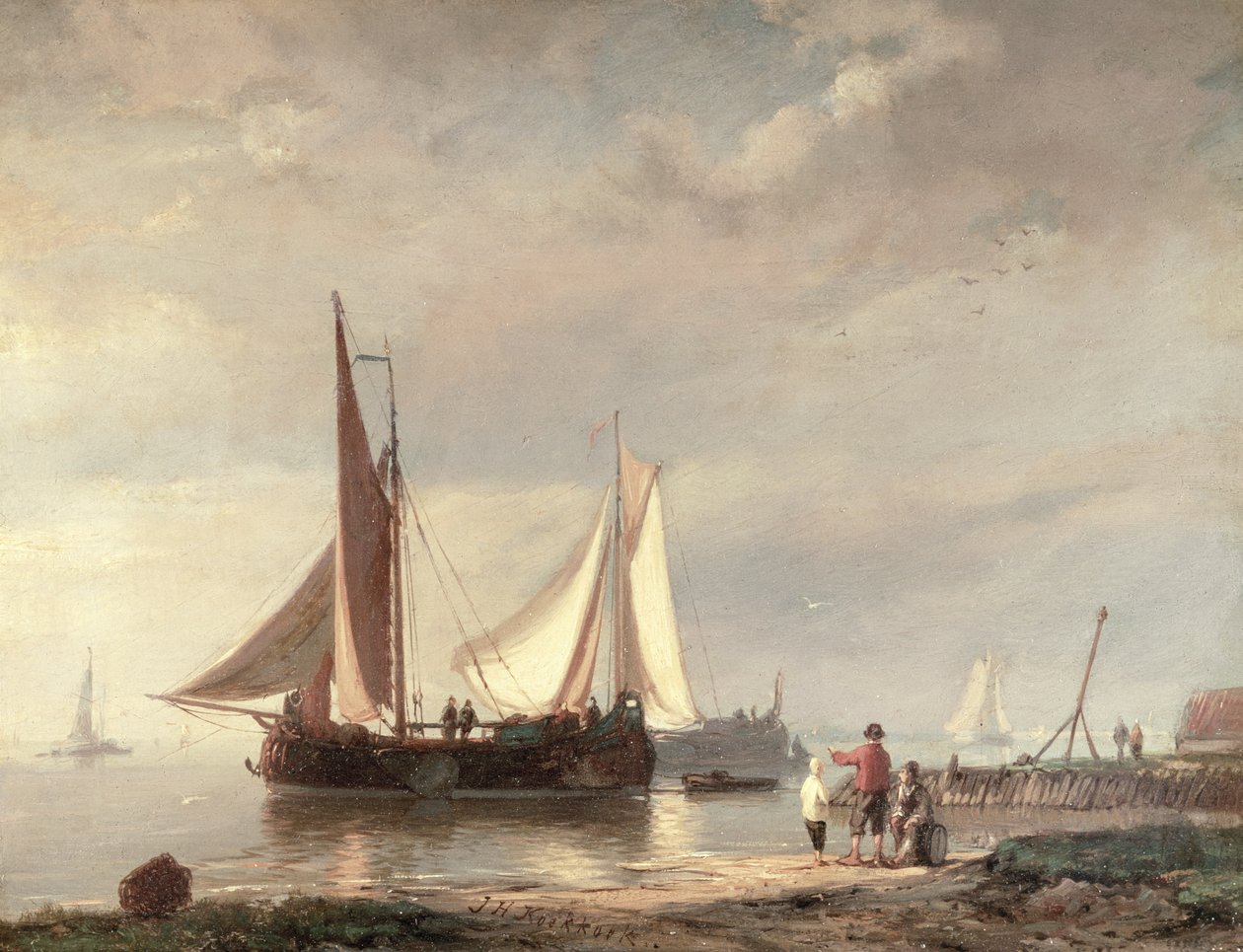 Satamakohtaus (öljy) tekijältä Johannes Hermann Barend Koekkoek