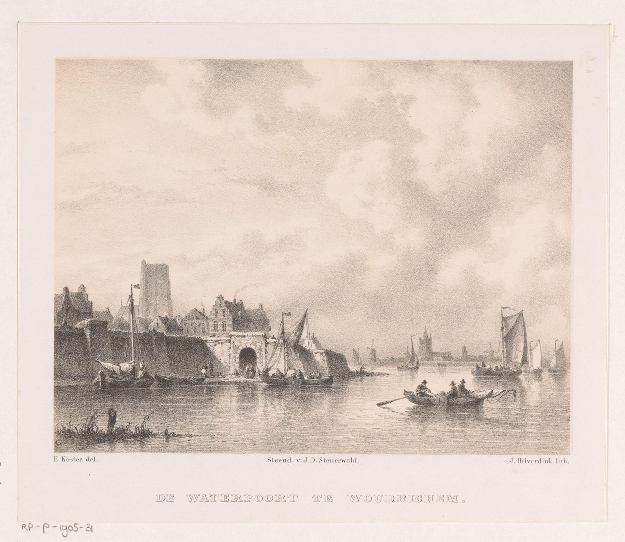 Vesiportti Woudrichemissa Waterpoort Woudrichemissa (otsikko esineessä) tekijältä Johannes Hilverdink