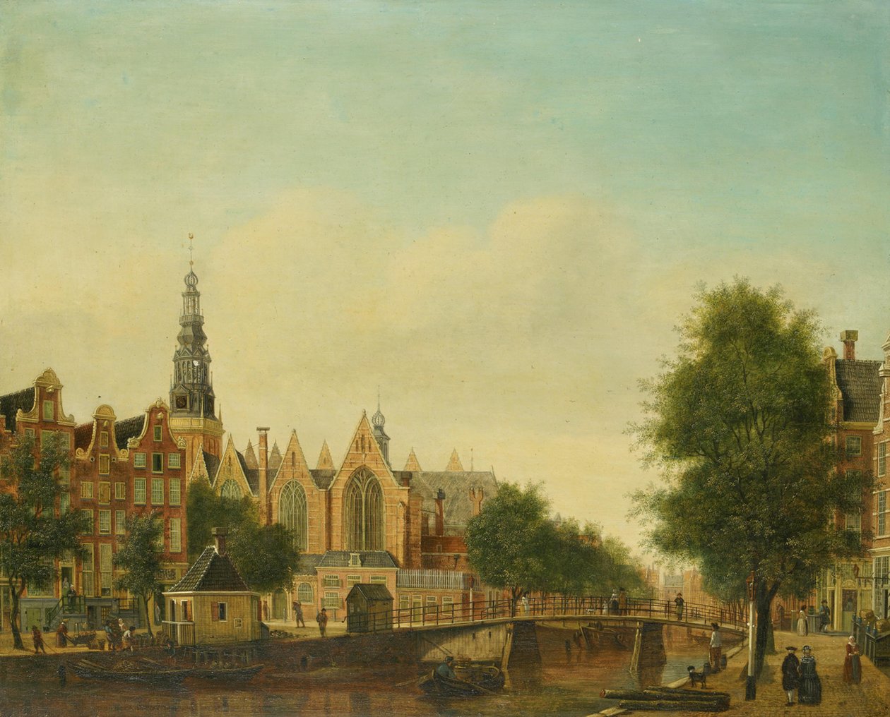Oude Kerk nähtynä Oudezijds Voorburgwalilta tekijältä Johannes Huibert Prins