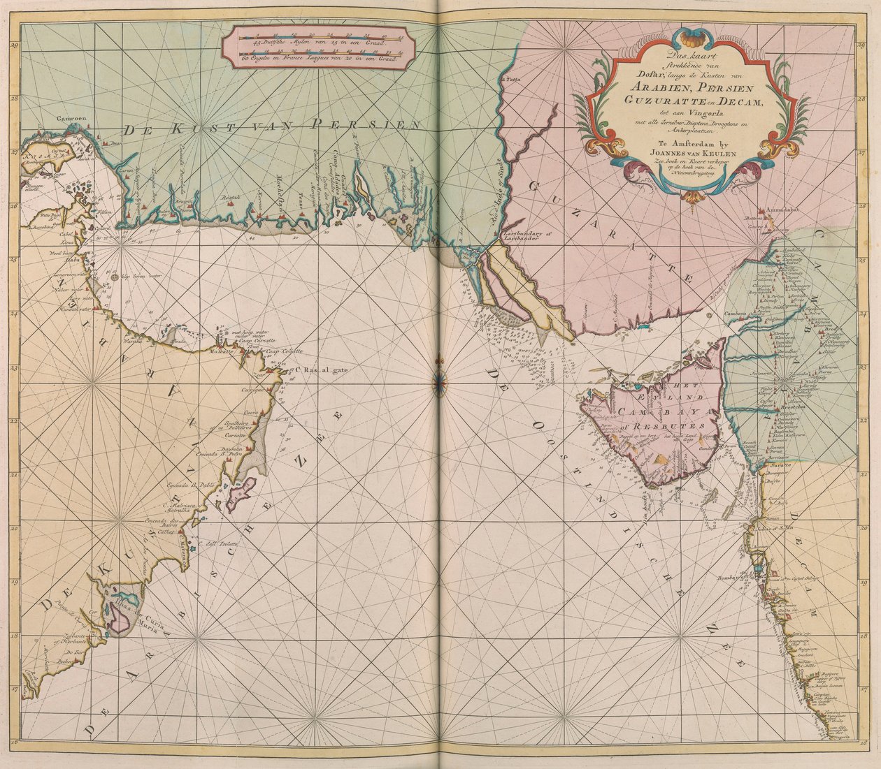 Arabian, Persian, Gijaratin ja Mekan kartta tekijältä Johannes II Van Keulen