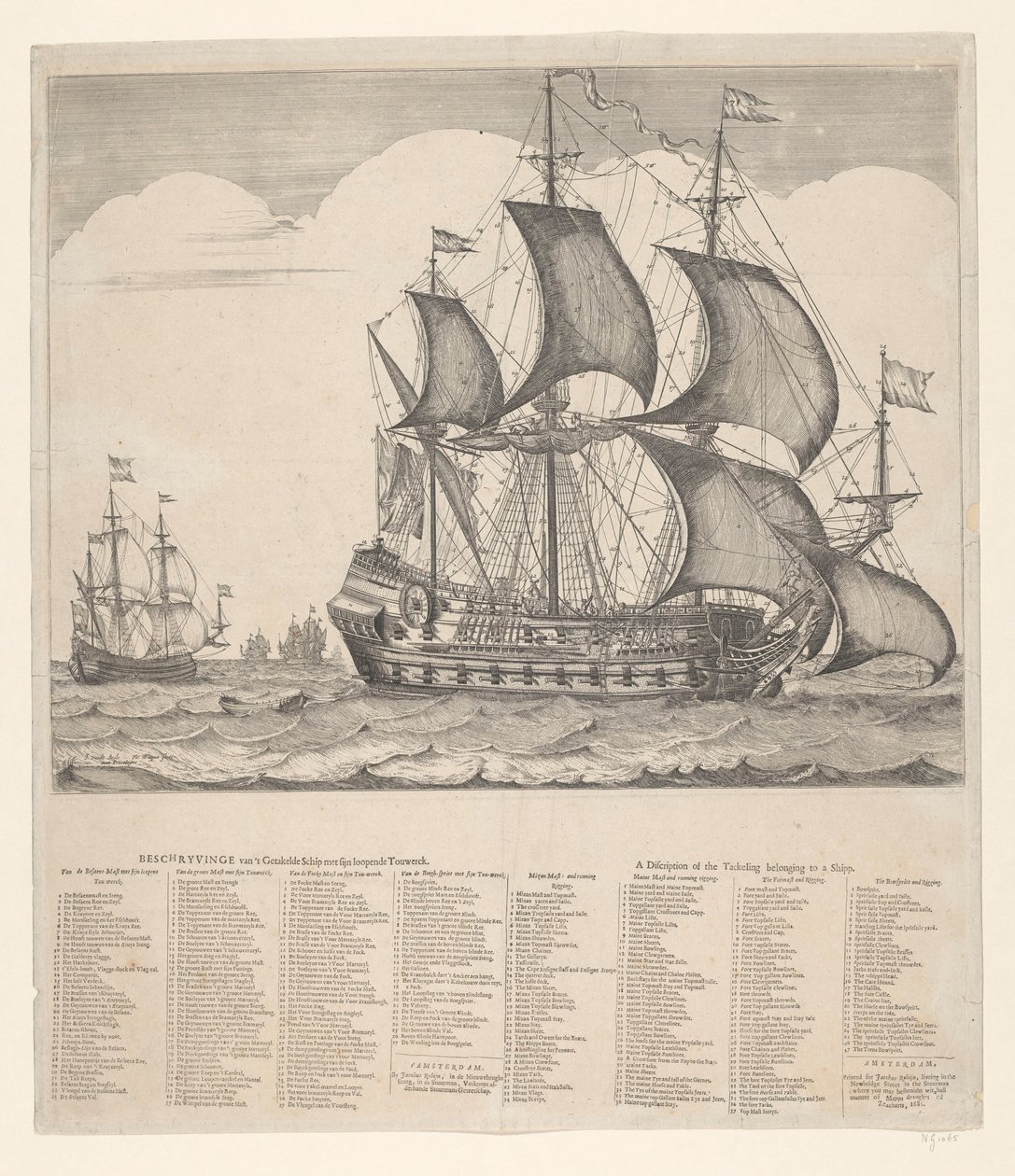 Kuvaus Tackled Ship -aluksesta juoksevan Touwerckin kanssa tekijältä Johannes Jacobsz van den Aveele