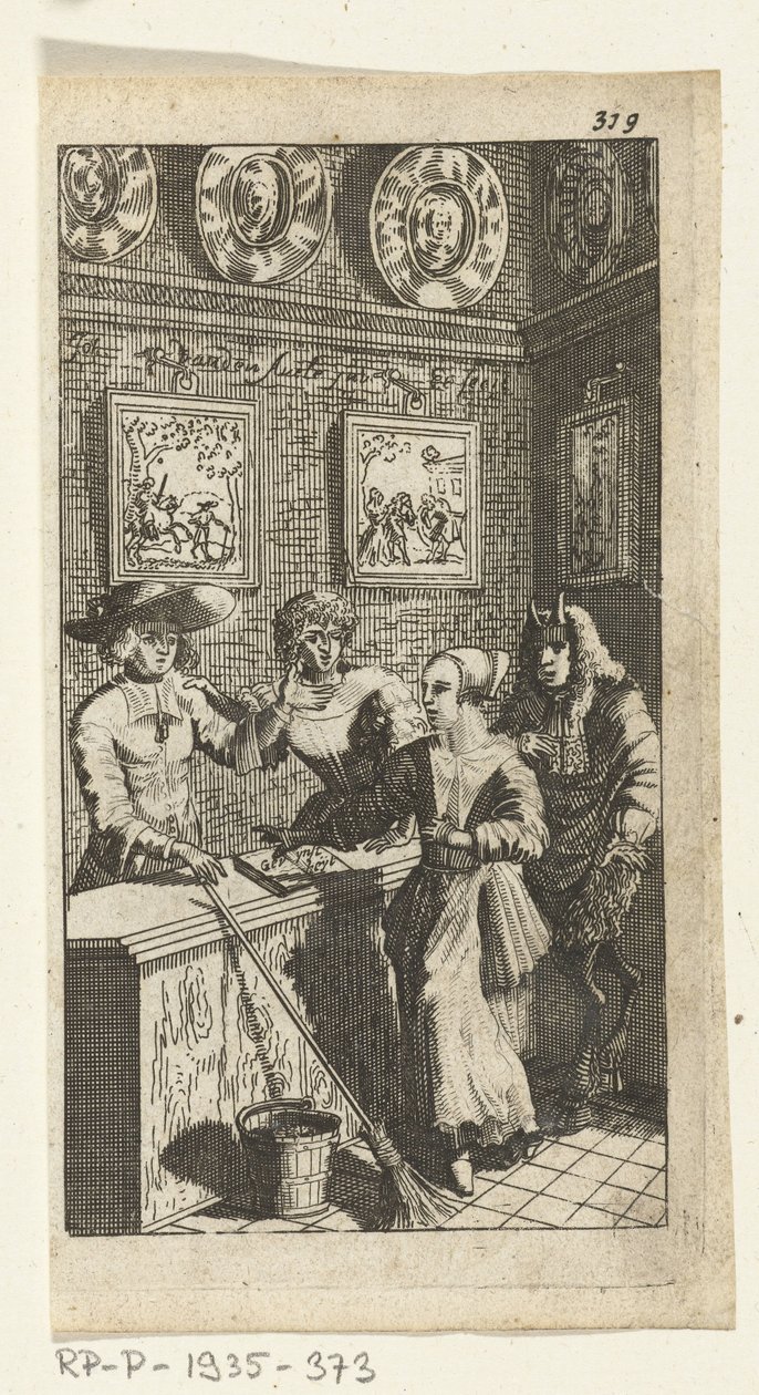 Teeskennelty paholainen Kirjakuvitus Simon de Vriesille, seitsemälle Duyvelenille, joka hallitsee ja palvelee Hedendaeghsche Dienstmaegdeniä, Amsterdam, 1682 tekijältä Johannes Jacobsz van den Aveele