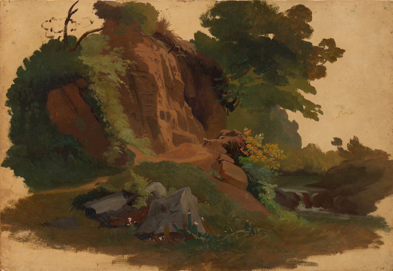 Rocky Outcrop puron varrella roomalaisessa Campagnassa, n. 1835-40. tekijältä Johannes Jakob Frey