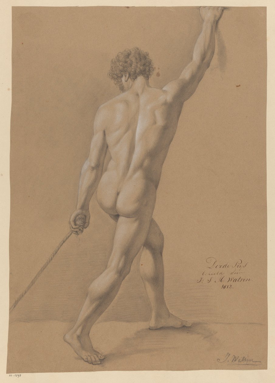 Seisova miesalaston näkymä takaa (3. palkinto 1812) tekijältä Johannes Joseph Maria Watrin