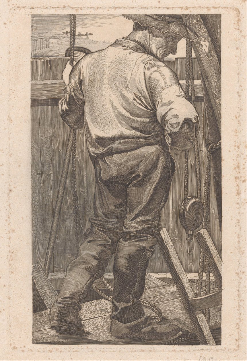 Työntekijä puuaidan luona tekijältä Johannes Josephus Aarts (signed by artist)