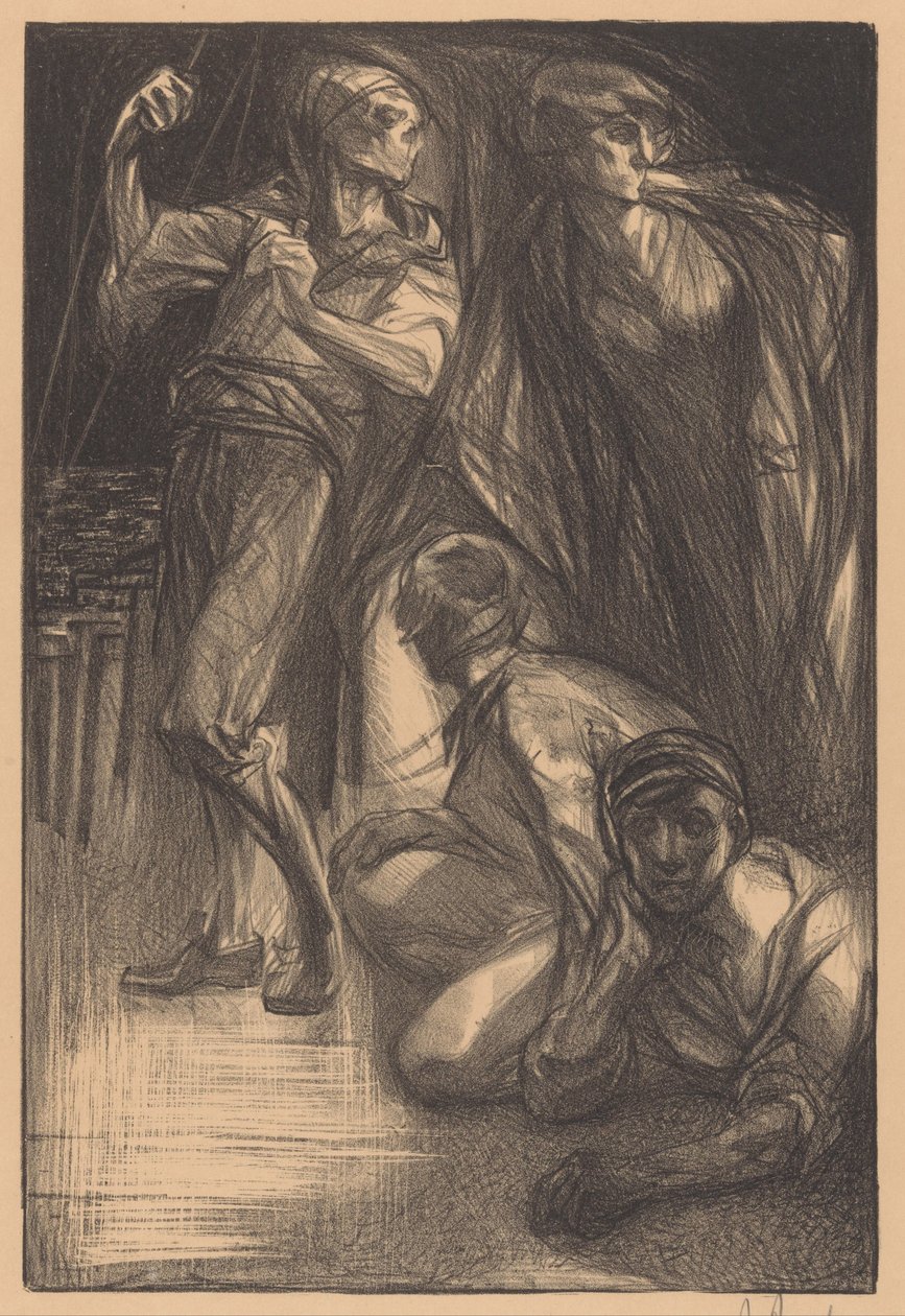 Kuolema kahden miehen ja naisen kanssa tekijältä Johannes Josephus Aarts (signed by artist)
