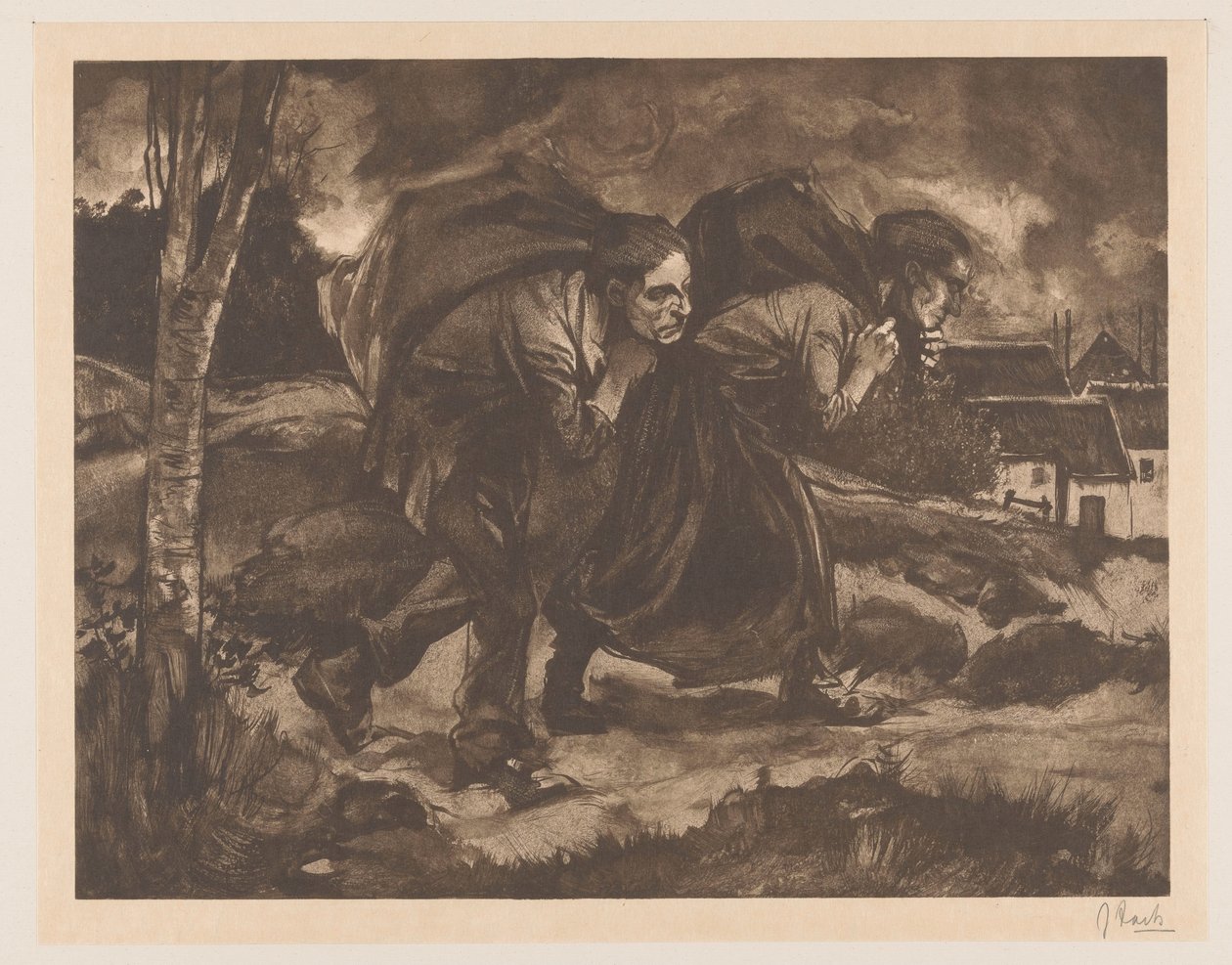 Mies ja nainen laukku takana tekijältä Johannes Josephus Aarts (signed by artist)