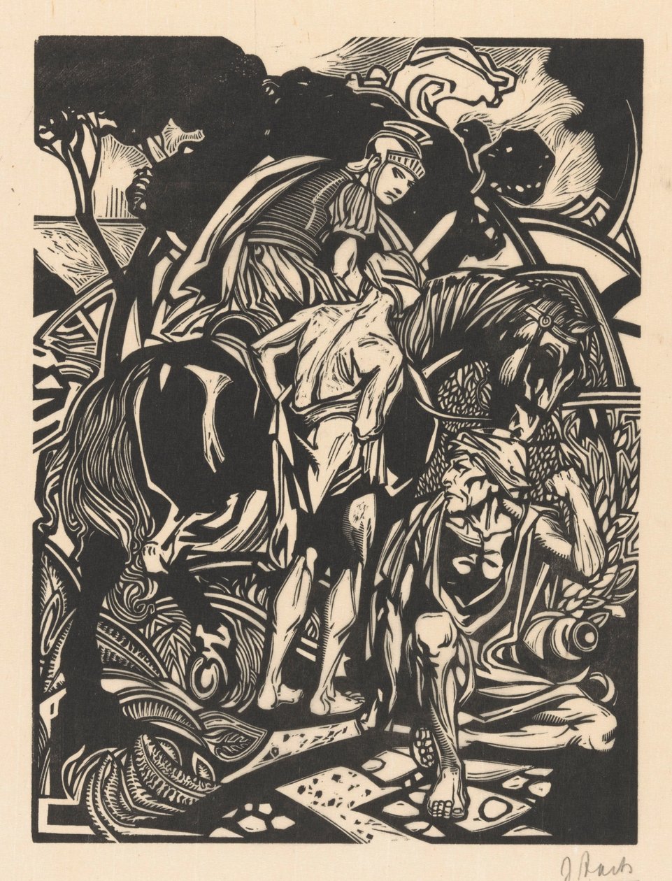 Roomalainen ratsastaja hevosen selässä tekijältä Johannes Josephus Aarts (signed by artist)