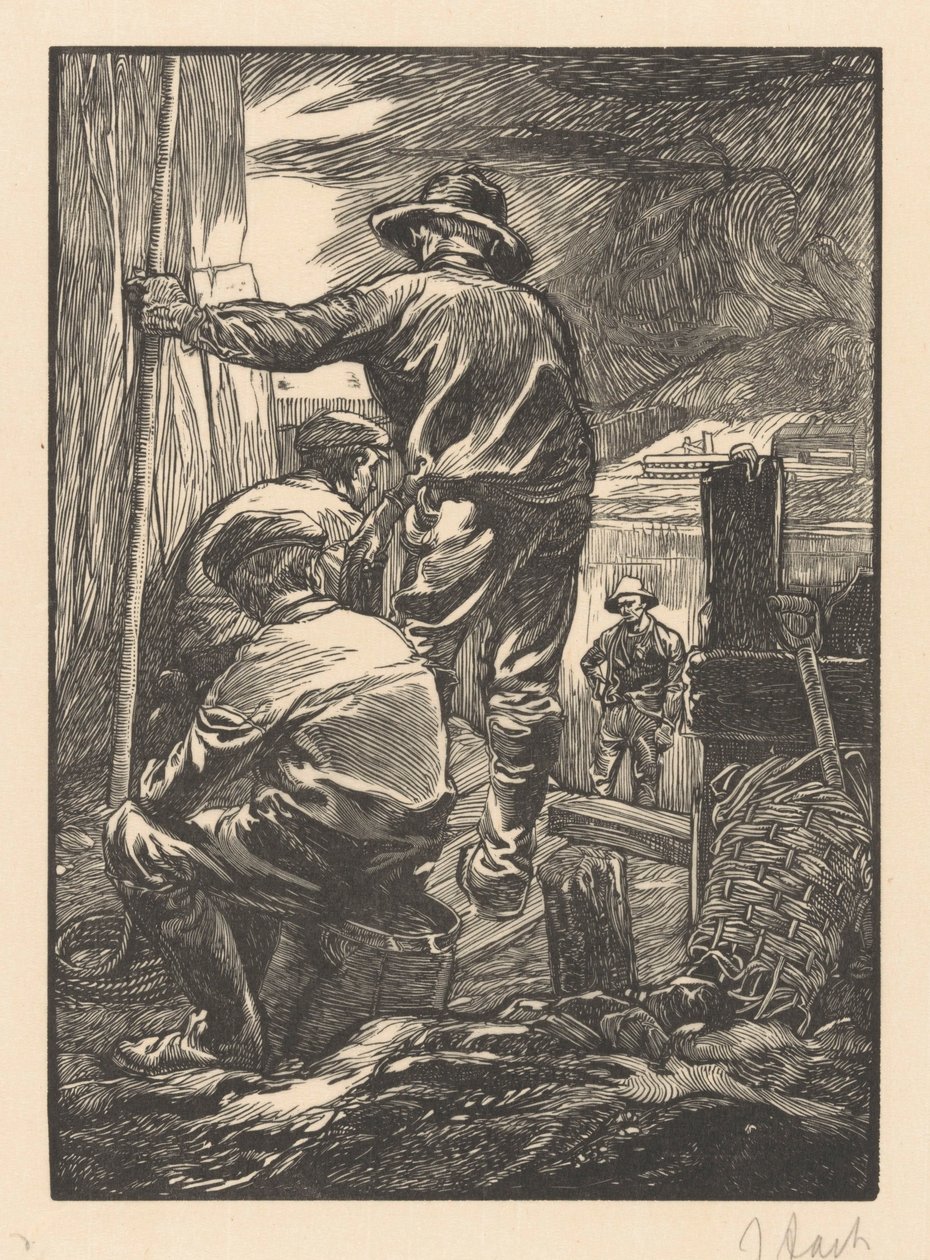 Neljä työntekijää veden äärellä tekijältä Johannes Josephus Aarts (signed by artist)