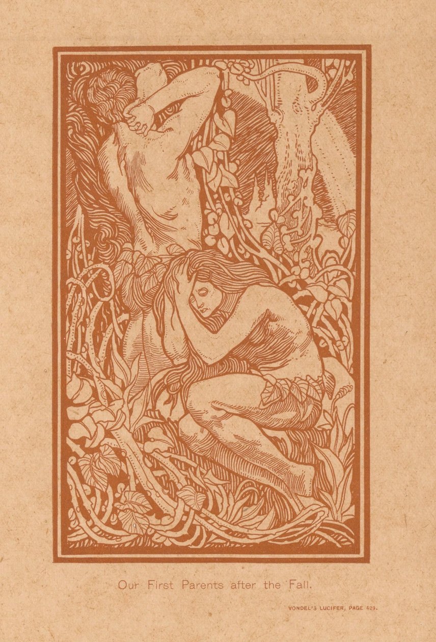 Adam ja Eva na de zondeval Ensimmäinen vanhempamme syksyn jälkeen (otsikko esineessä) tekijältä Johannes Josephus Aarts