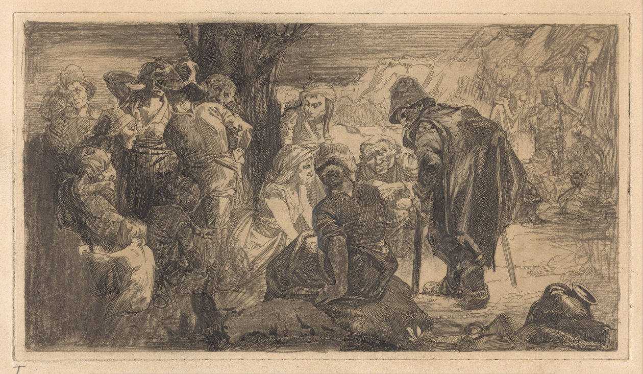 Miehet, naiset ja lapset puun ääressä tekijältä Johannes Josephus Aarts