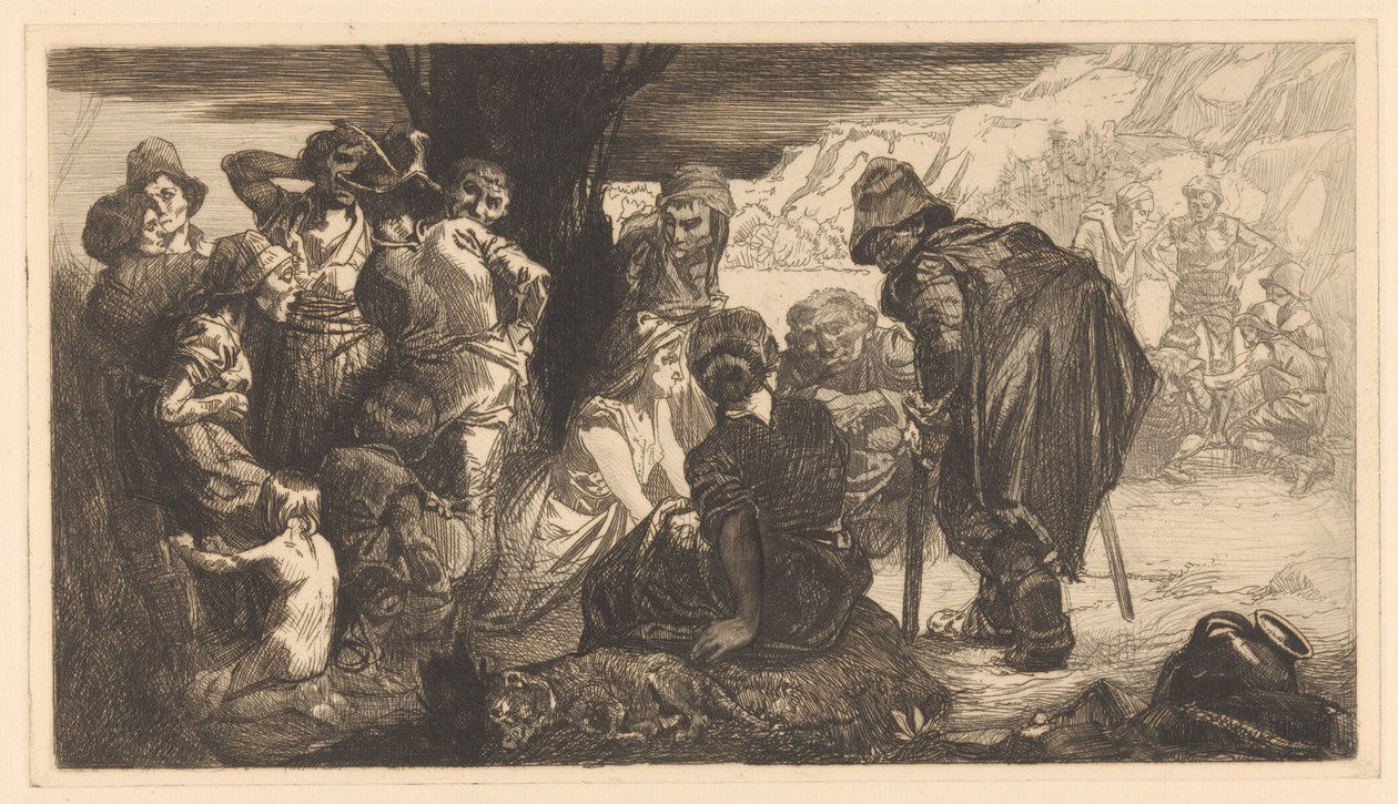 Miehet, naiset ja lapset puun ääressä tekijältä Johannes Josephus Aarts