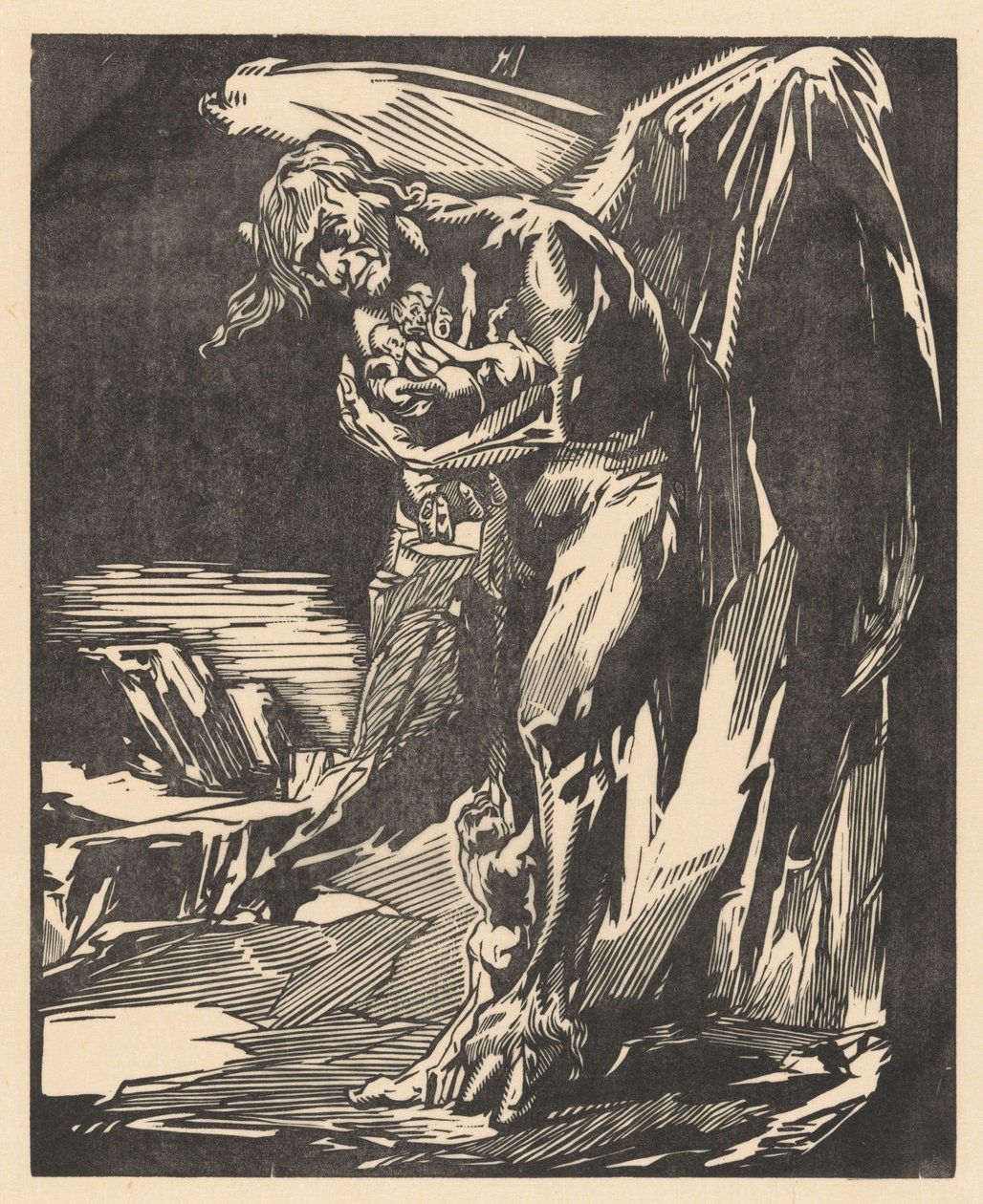 Saatana hahmoja käsivarsissaan tekijältä Johannes Josephus Aarts
