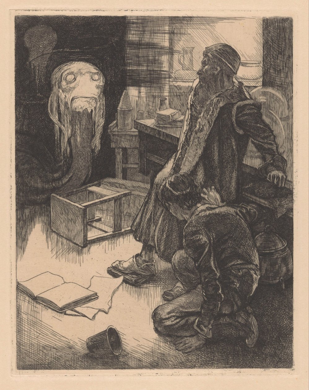 Kaksi miestä ja hirviö työhuoneessa tekijältä Johannes Josephus Aarts