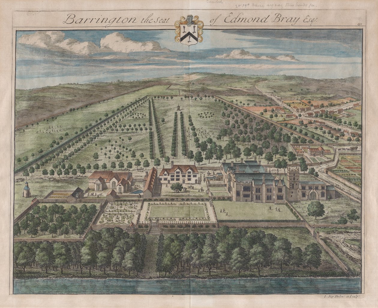 Barrington, The Seat of Edmond Bray, Esq., [1712] julkaistiin uudelleen 1768. tekijältä Johannes Kip